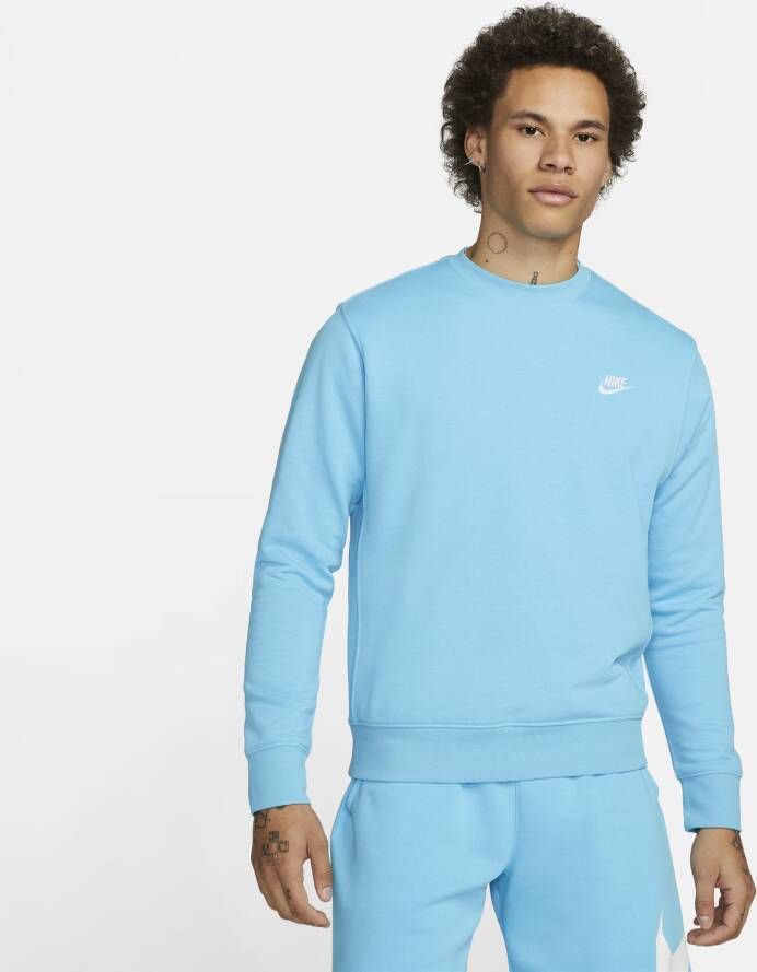 Nike Sportswear Club Herenshirt van sweatstof met ronde hals Blauw