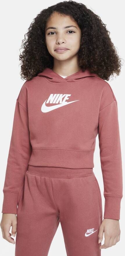 Nike Sportswear Club Korte hoodie van sweatstof voor meisjes Rood
