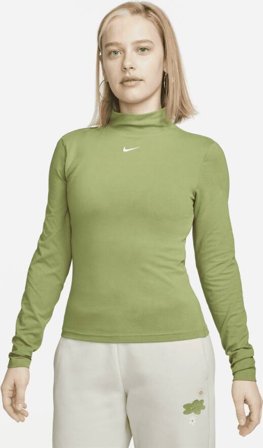 Nike Sportswear Collection Essentials Damestop met opstaande kraag en lange mouwen Groen