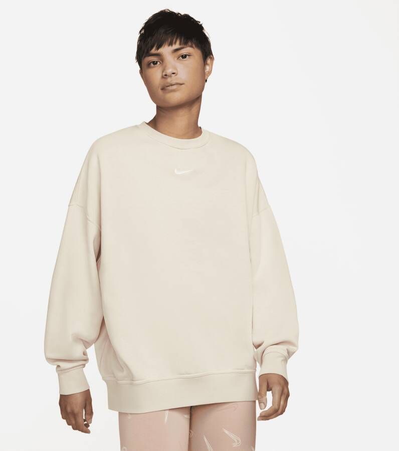Nike Sportswear Collection Essentials Extra oversized sweatshirt van fleece met ronde hals Bruin