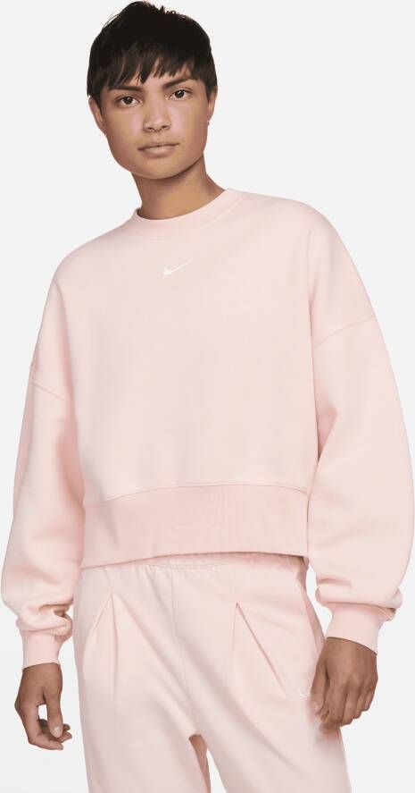 Nike Sportswear Collection Essentials Oversized sweatshirt van fleece met ronde hals voor dames Roze