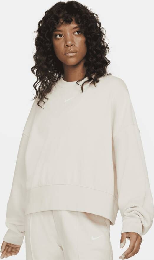 Nike Sportswear Collection Essentials Oversized sweatshirt van fleece met ronde hals voor dames Wit