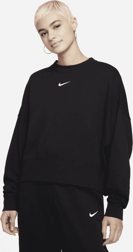 Nike Sportswear Collection Essentials Oversized sweatshirt van fleece met ronde hals voor dames Zwart