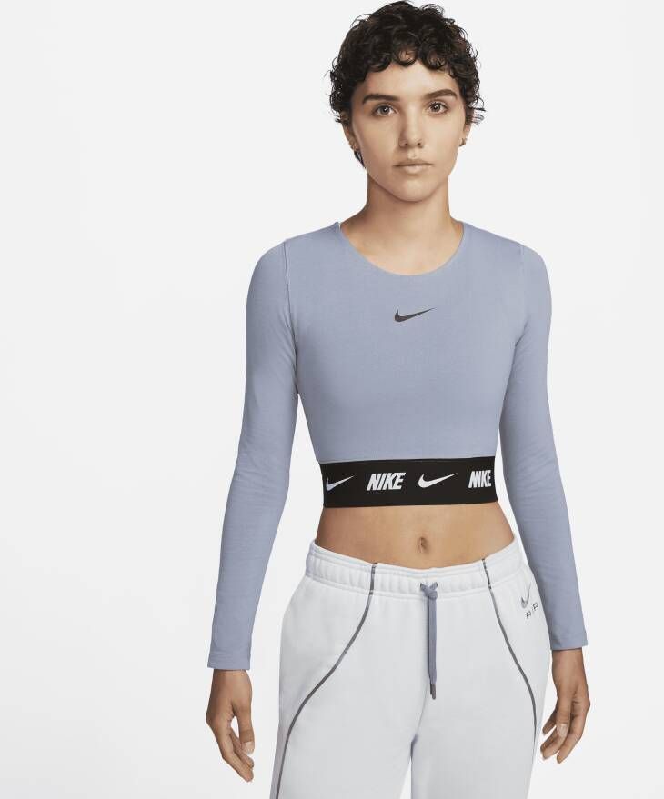 Nike Sportswear Croptop met lange mouwen voor dames Blauw