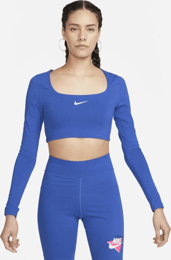 Nike Sportswear Croptop met lange mouwen voor dames Blauw