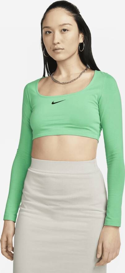 Nike Sportswear Croptop met lange mouwen voor dames Groen