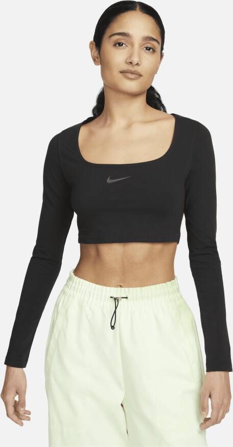 Nike Sportswear Croptop met lange mouwen voor dames Zwart