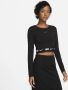 Nike Kort shirt met lange mouwen en logoprint model 'Crop Tape' - Thumbnail 1