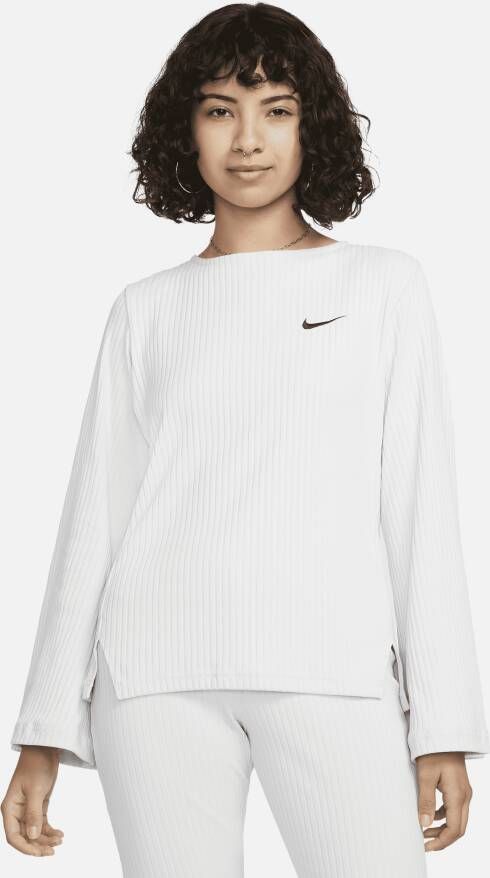 Nike Sportswear Damestop van geribbelde jersey met lange mouwen Grijs