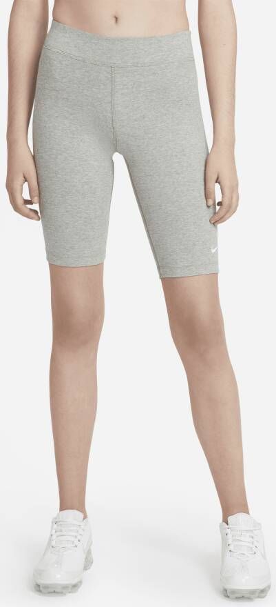 Nike Sportswear Essential bikeshorts met halfhoge taille voor dames (26 cm) Grijs