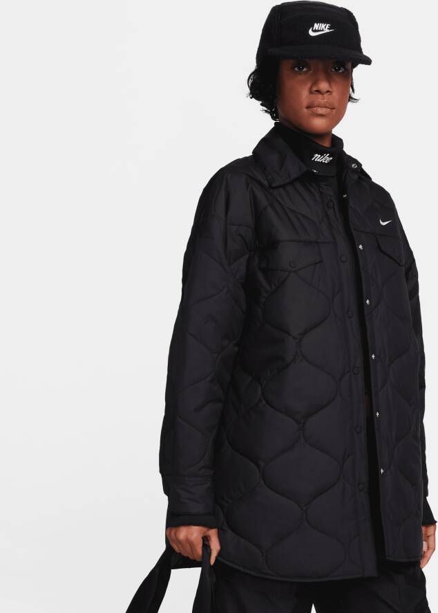 Nike Sportswear Essential doorgestikte trenchcoat voor dames Zwart