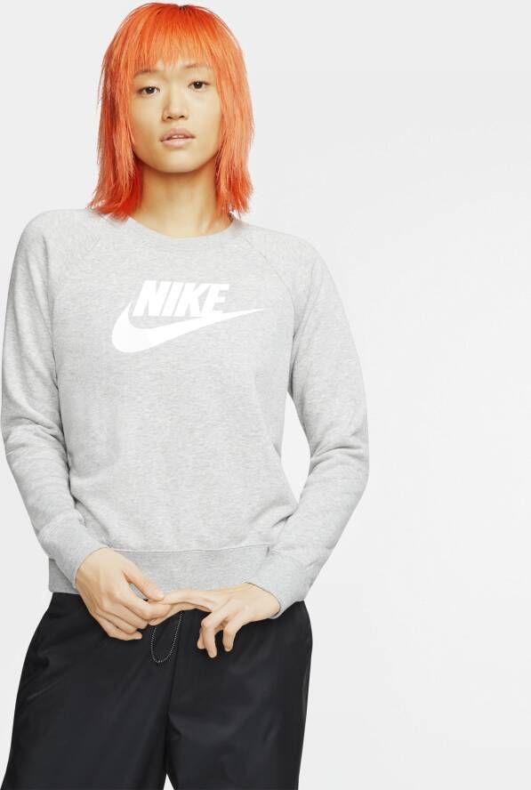 Nike Sportswear Essential Fleece sweatshirt met ronde hals voor dames Grijs