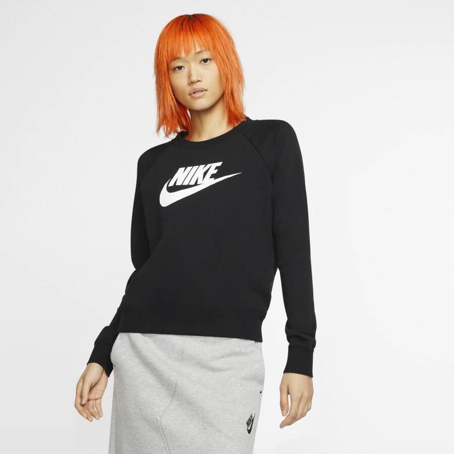 Nike Sportswear Essential Fleece sweatshirt met ronde hals voor dames Zwart