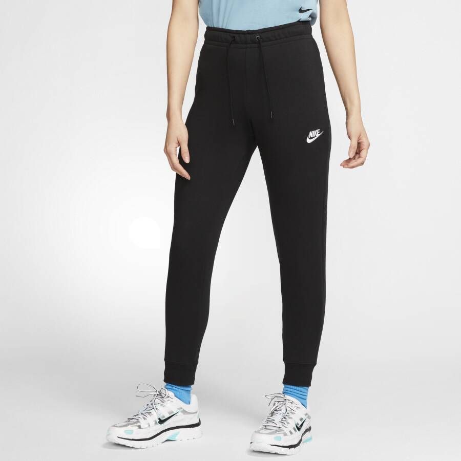 Nike Sportswear Essential Fleecebroek met halfhoge taille voor dames Zwart