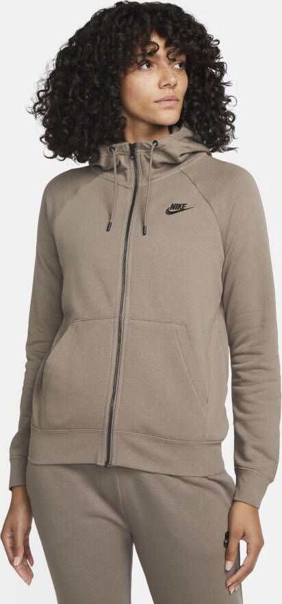 Nike Sportswear Essential Fleecehoodie met rits voor dames Grijs