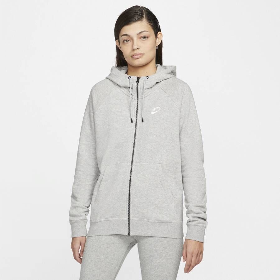 Nike Sportswear Essential Fleecehoodie met rits voor dames Grijs