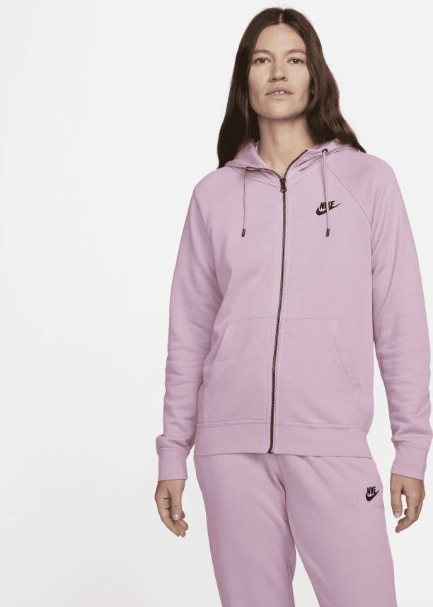 Nike Sportswear Essential Fleecehoodie met rits voor dames Paars
