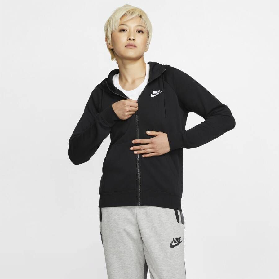 Nike Sportswear Essential Fleecehoodie met rits voor dames Zwart