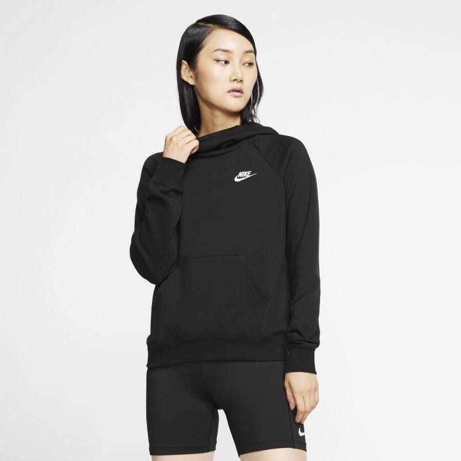 Nike Sportswear Essential Fleecehoodie met trechterhals voor dames Zwart