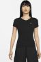 Nike Sportswear Essential geribde croptop met korte mouwen voor dames Zwart - Thumbnail 1