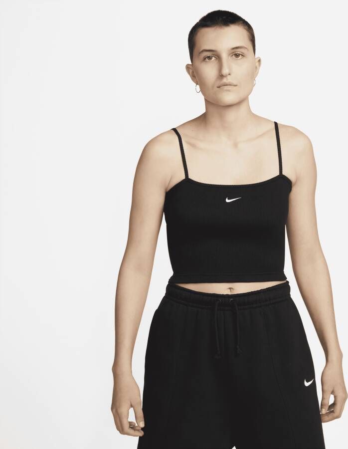 Nike Sportswear Essential Wo 's Ribbed Crop Top Tanktops Kleding black white maat: S beschikbare maaten:XS S M L XL