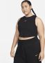Nike Sportswear Chill Knit aansluitende cropped tanktop met mini-rib voor dames (Plus Size) Zwart - Thumbnail 1