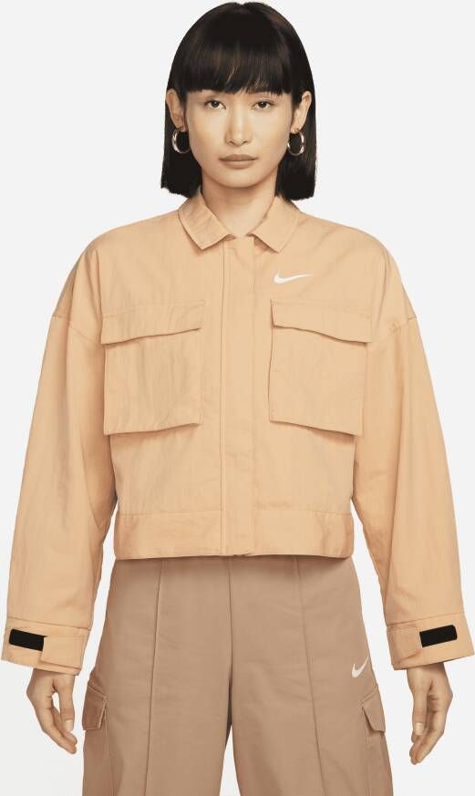 Nike Field Jacket met Verstelbare Manchetten Beige Dames