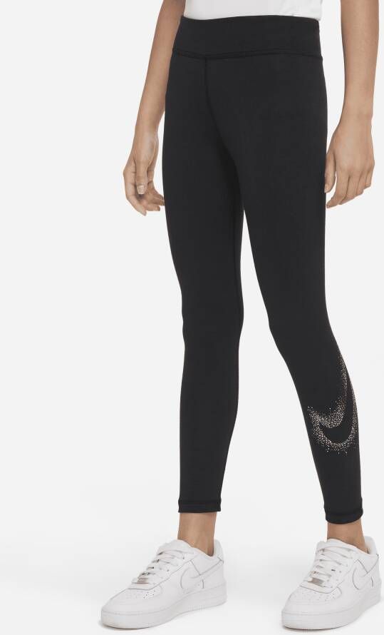 Nike Sportswear Essential legging met halfhoge taille voor meisjes Zwart