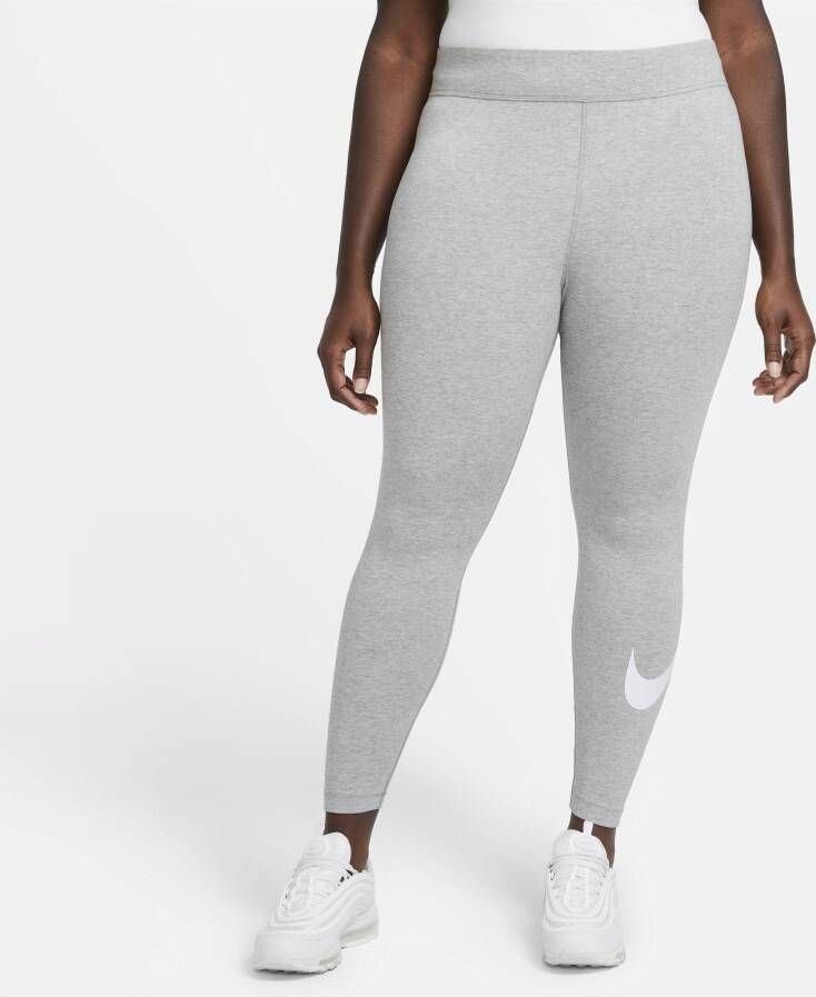 Nike Sportswear Essential Swoosh legging met halfhoge taille voor dames Grijs