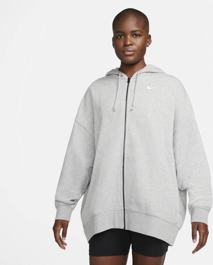 Nike Sportswear Essentials Fleecehoodie met rits Grijs