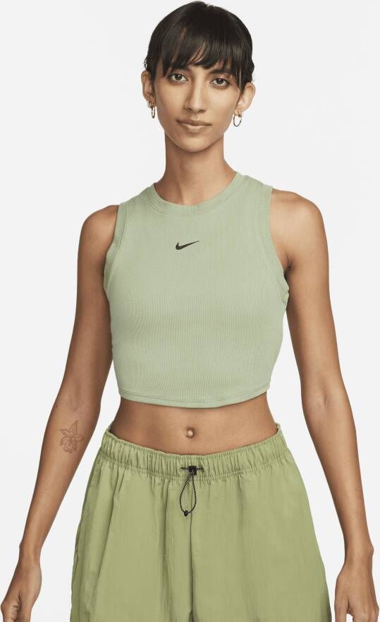 Nike Sportswear Chill Knit aansluitende korte tanktop met mini-rib voor dames Groen