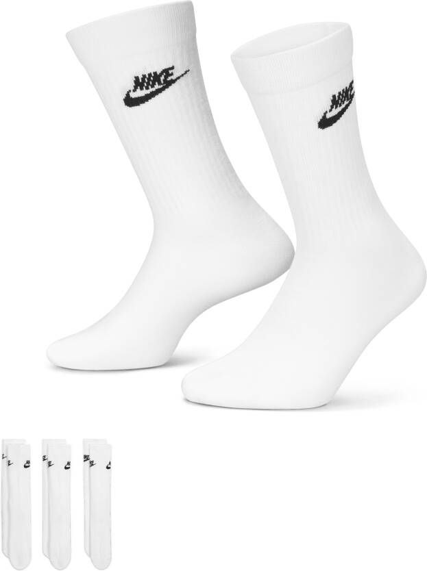 Nike Sportswear Everyday Essential Crew sokken (3 paar) Wit
