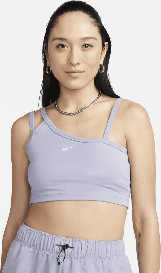 Nike Sportswear Everyday Modern Asymmetrische korte tanktop voor dames Paars