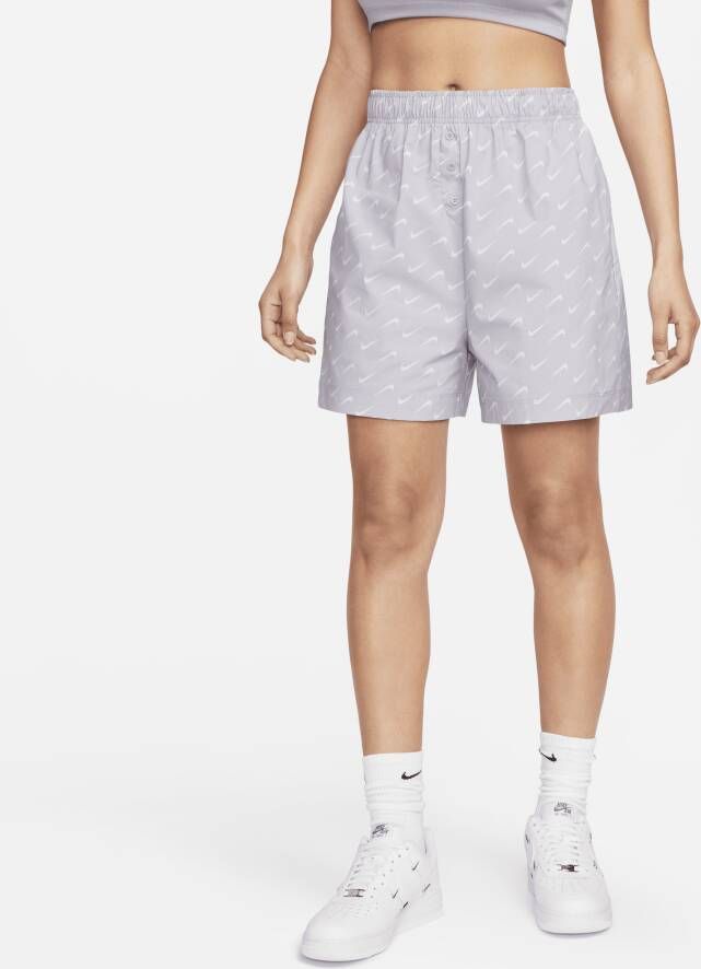 Nike Sportswear Everyday Modern Geweven damesshorts met hoge taille Paars