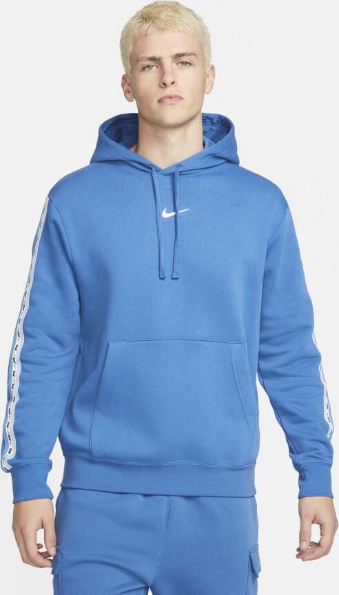 Nike Blauwe Herhaal Fleece Hoodie Lange Mouw Blue Heren