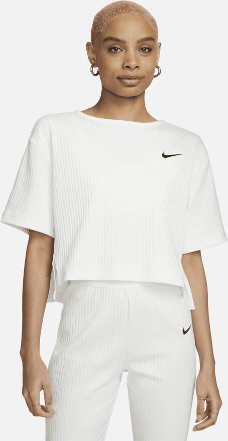 Nike Sportswear Geribde jersey damestop met korte mouwen Wit