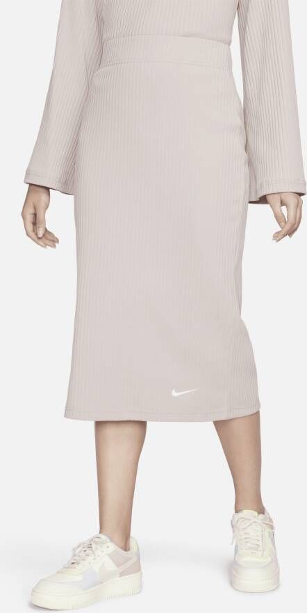 Nike Sportswear geribde jerseyrok met hoge taille Bruin