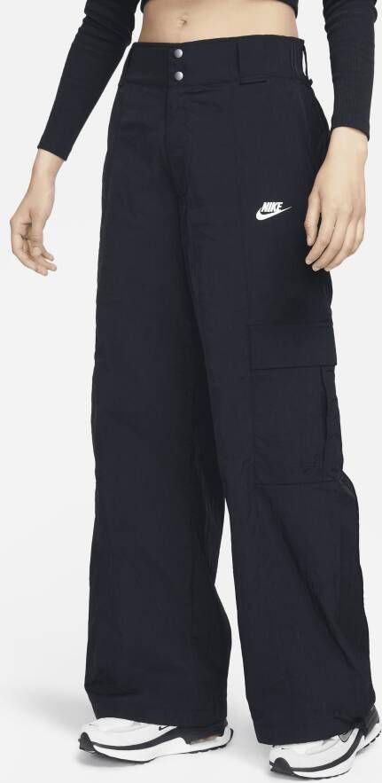 Nike Sportswear geweven oversized cargobroek met hoge taille voor dames Zwart