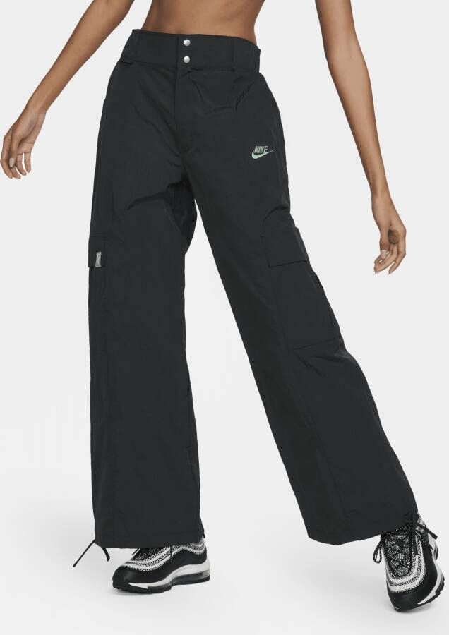 Nike Sportswear geweven oversized cargobroek met hoge taille voor dames Zwart