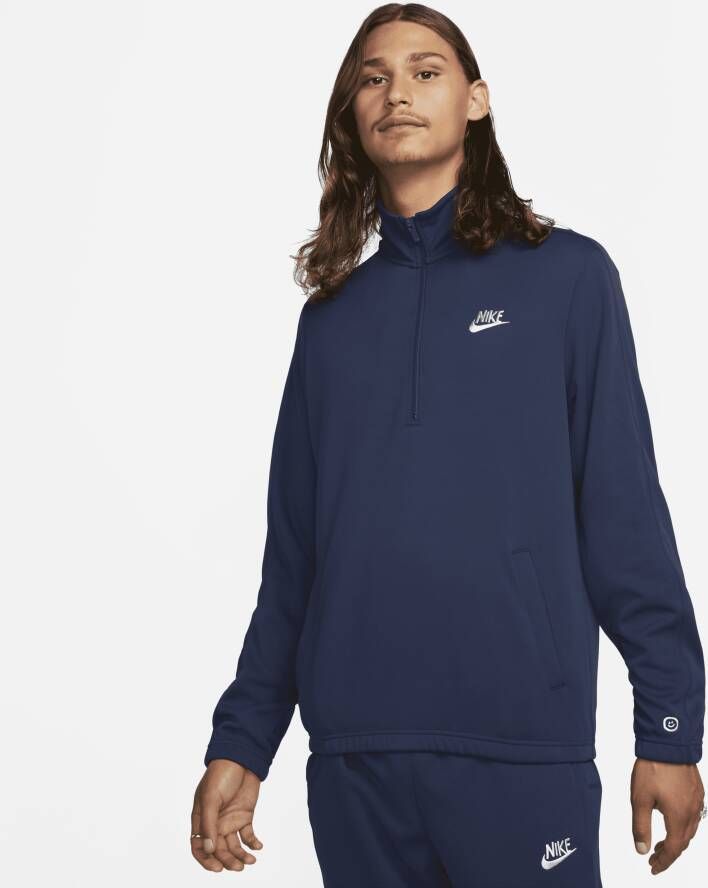 Nike Sportswear Herenjack van poly-knit materiaal met halflange rits Blauw