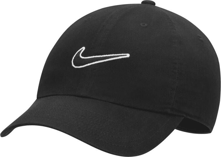 Nike Zwarte Katoenen Twill Hoed Klassiek Ontwerp Verstelbare Pasvorm Zwart