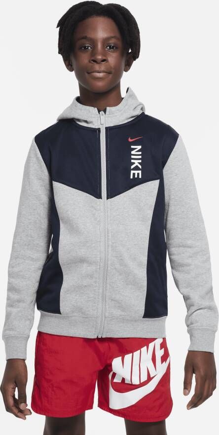 Nike Sportswear Hybrid Fleece hoodie voor jongens Grijs