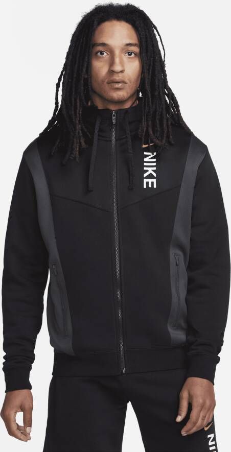 Nike Sportswear Hybrid Fleecehoodie met rits voor heren Zwart