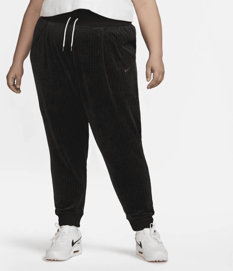 Nike Sportswear Joggingbroek van velours met hoge taille voor dames (Plus Size) Zwart