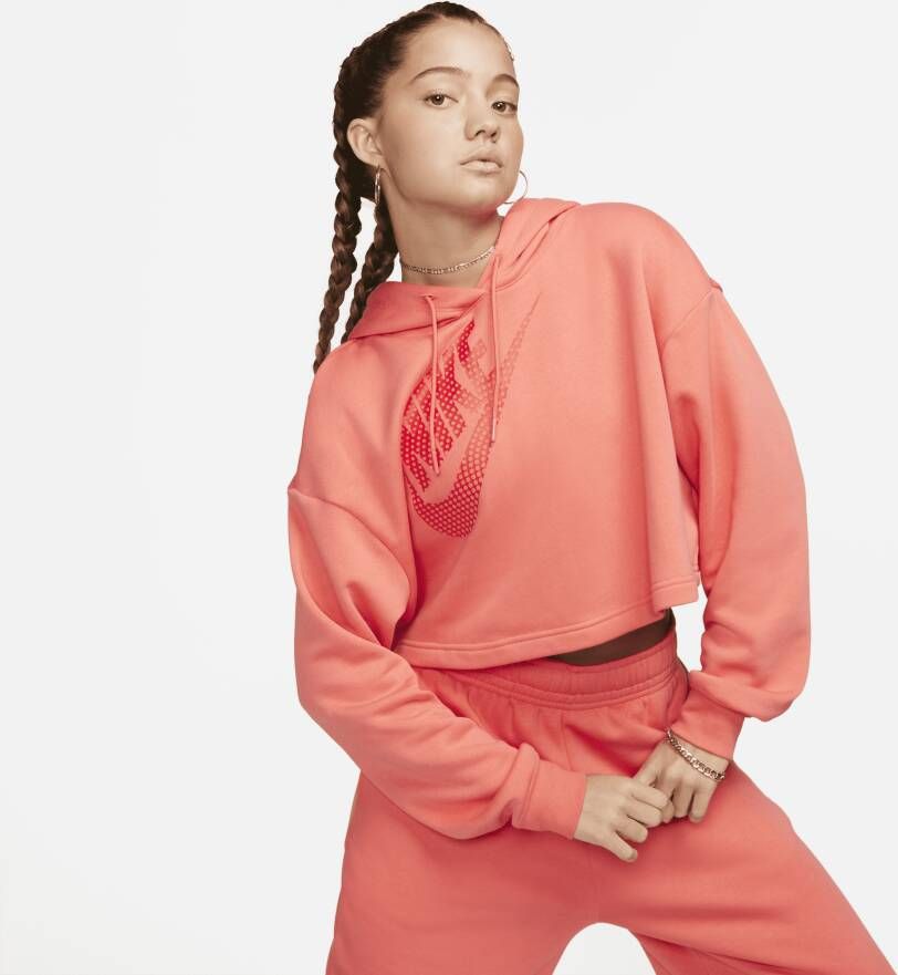 Nike Sportswear Korte danshoodie van fleece voor dames Oranje
