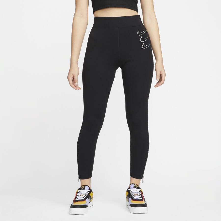 Nike Sportswear Legging met graphic en hoge taille voor dames Zwart