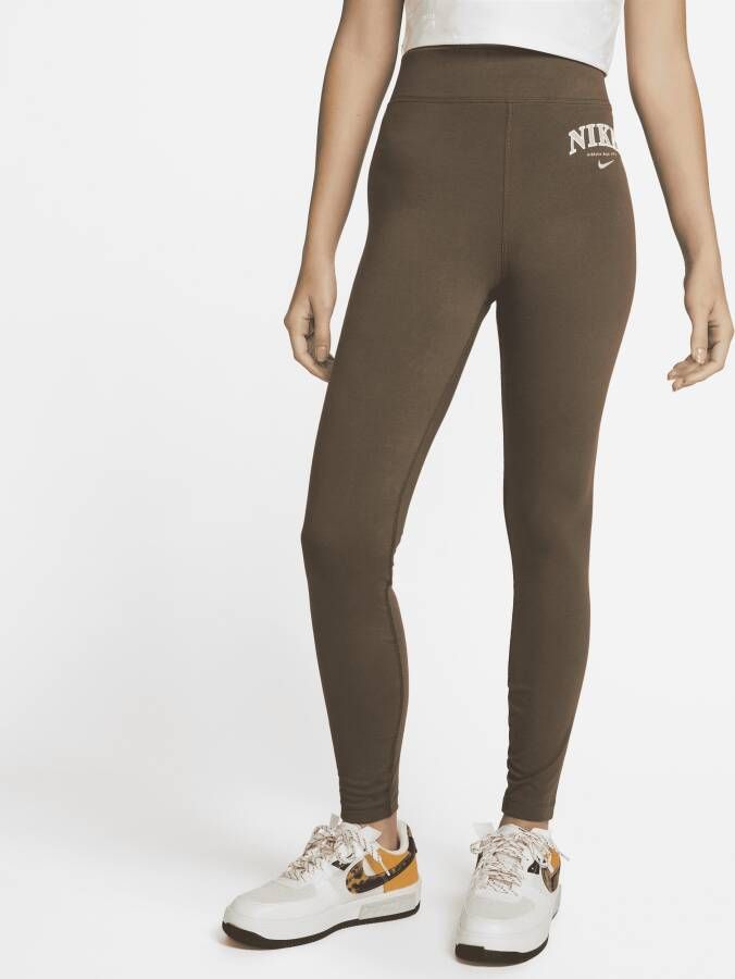 Nike Sportswear Legging met hoge taille en logo voor dames Bruin