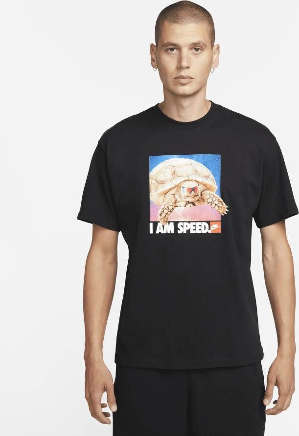 Nike Zwarte Heren Tee met Open Hals Black Heren