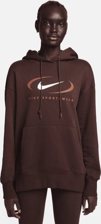 Nike Sportswear Oversized fleecehoodie voor dames Bruin