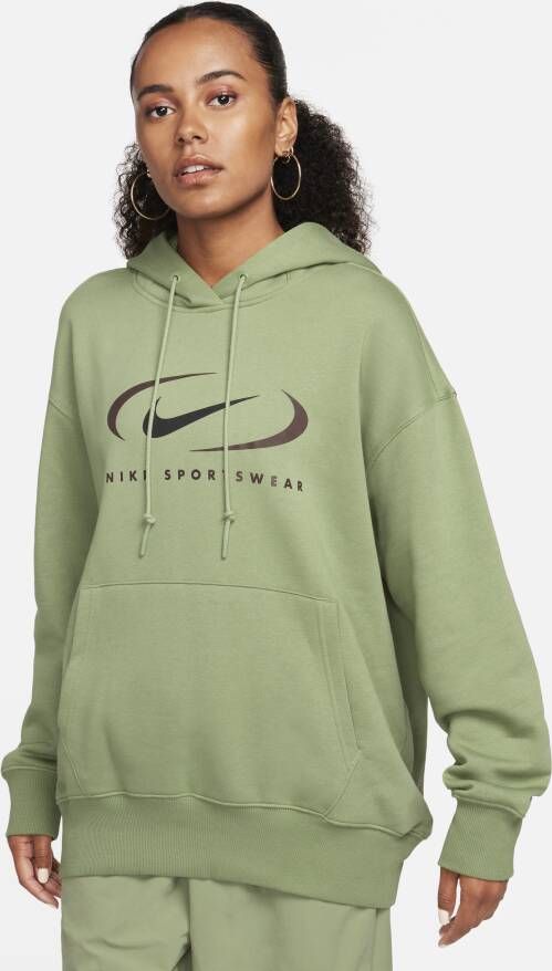 Nike Sportswear Oversized fleecehoodie voor dames Groen